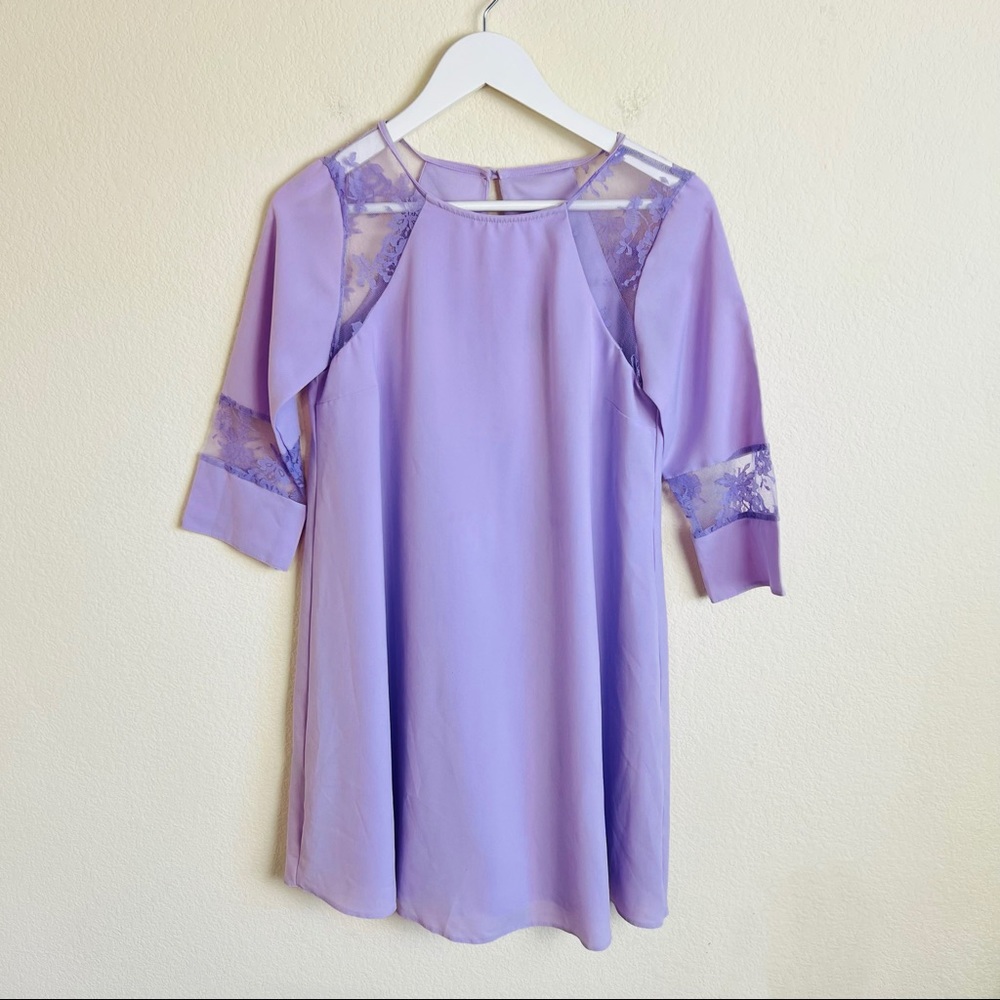 NWT ASOS Lavender Purple Lace Cut Out Panel Swing Dress